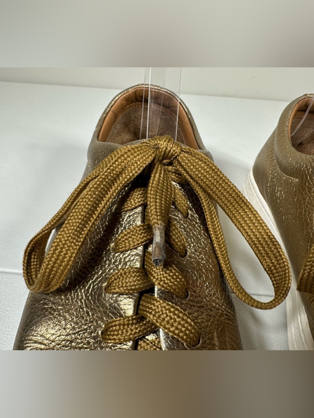 Prada Metallic Gold Buffalo Leather Sneakers - Picture 7 of 16